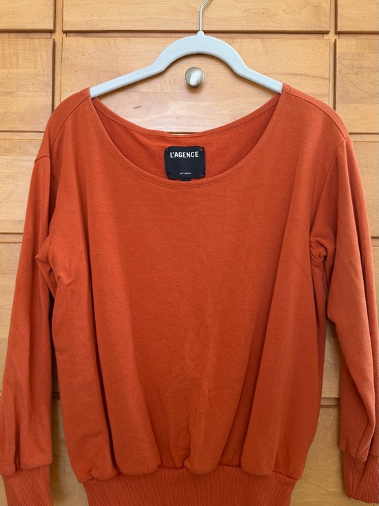 L'AGENCE Tops - L'AGENCE Rust Orange Scoop Neck Pullover Sweatshirt